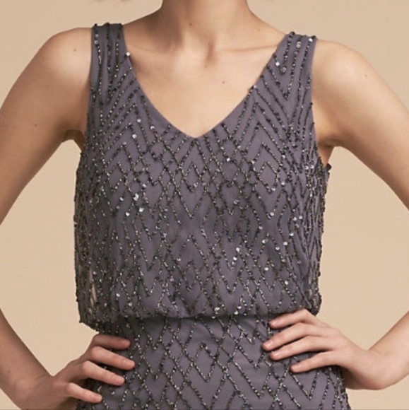 NWT. BHLDN Blaise Beaded Gown, Hydrangea - Picture 2 of 13
